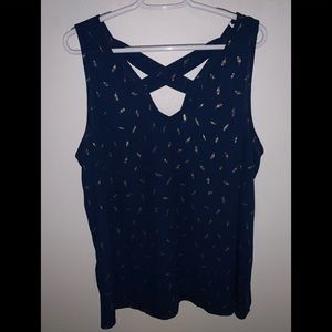 TORRID sz2 dark blue blouse with gold details